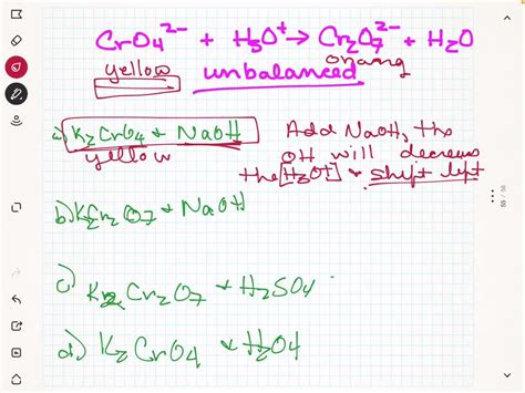 SOLVED: Explain what happens between a reaction of a) K2CrO4 and NaOH ...