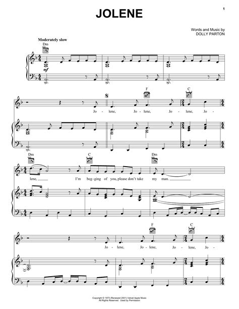 Dolly Parton "Jolene" Sheet Music | Download PDF Score 190158