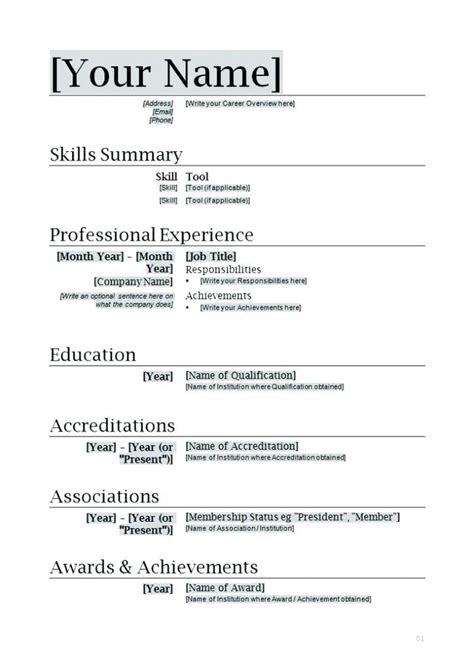 Word Document Free Resume Template