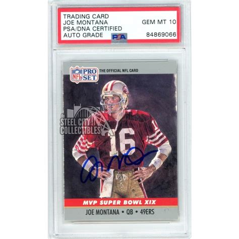 Joe Montana 1990 Pro Set Autograph Card #19 PSA/DNA 10 | Steel City ...