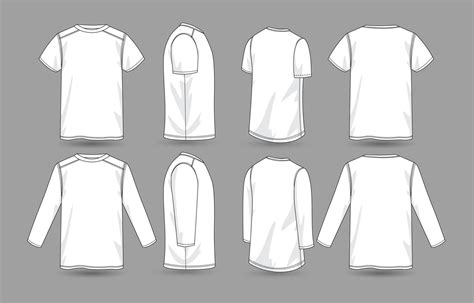 Outline T-shirt in Long and Short Sleeve Mock Up 21813934 Vector Art at ...