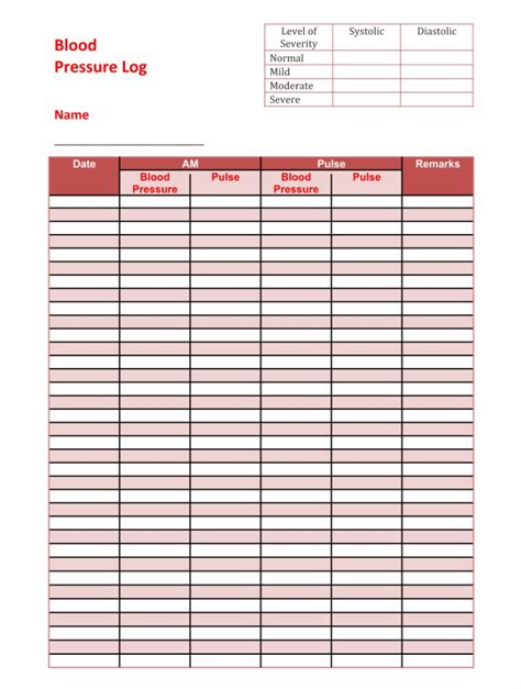 Free Printable Log Sheet Blood Pressure Chart - Wiki Printable