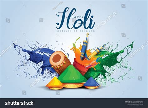 Happy Holi Festival Colorful Pot Powder Stock Vector (Royalty Free ...