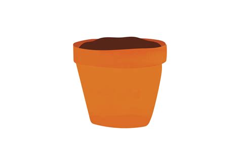 Empty flowerpot with soil watercolor drawing isolated on white ...