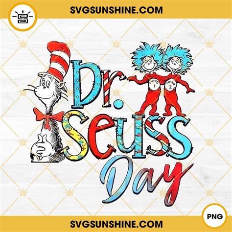 Dr Seuss Day PNG, The Cat In The Hat Dr Seuss PNG, Thing 1 Thing 2 PNG ...