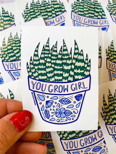 Succulent Sticker You Grow Girl Stickers for Hydroflask - Etsy