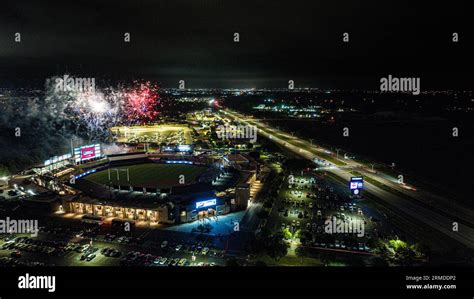 An aerial view of Dell Diamond stadium in Round Rock, Texas, during a ...