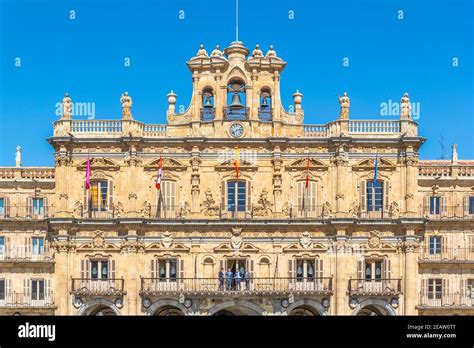 Colorful facade at Plaza Mayor at Salamanca, Spain Stock Photo - Alamy