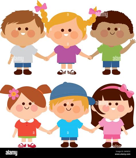 Diverse group of children holding hands. Vector illustration Stock ...