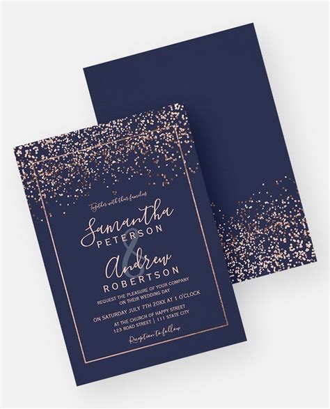 Rose gold Glitter Pink Ombre Wedding Invitation| Digital Download