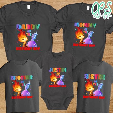 Elemental pixar Family Birthday T-Shirt | CustomPartyShirts Studio