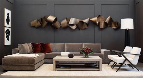 HOLLY HUNT | modern metal wall sculpture in contemporary living room ...