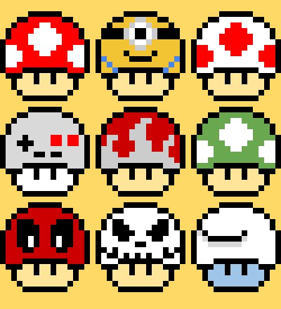 Mushroom grid pixel art