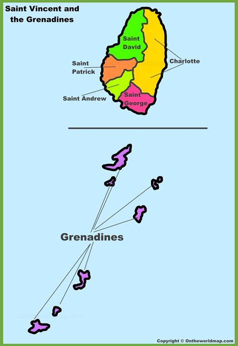 Saint Vincent and the Grenadines Parish Map - Administrative divisions ...