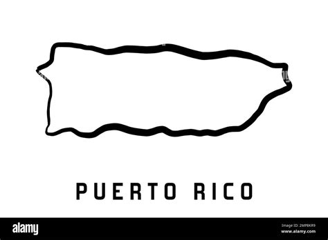 Puerto Rico island map simple outline. Vector hand drawn simplified ...