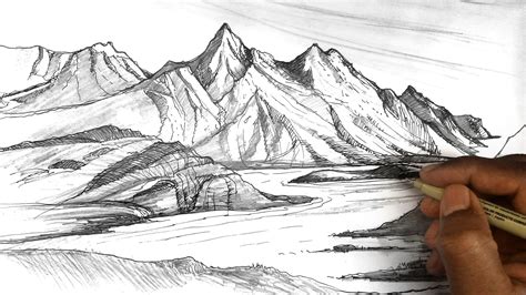 Best Mountain Range Sketch Drawing With Creative Ideas - Sketch Drawing Art