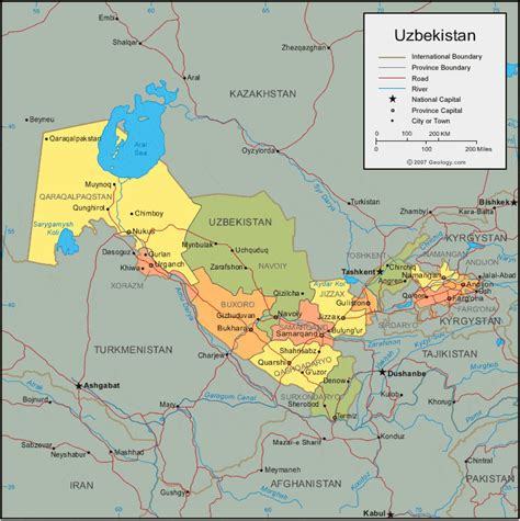 Uzbekistan Map and Satellite Image