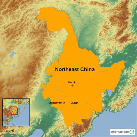 StepMap - NorthEast China - Landkarte für China