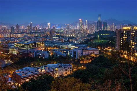 Night View Of Kowloon From Lung Cheung by Coolbiere Photograph