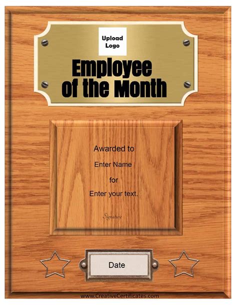 Free Custom Employee of the Month Certificate