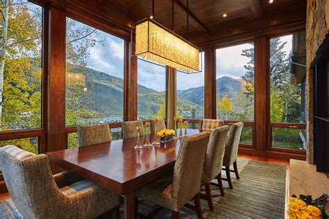 Cozy Modern Craftsman Style Dining Room With Window Walls