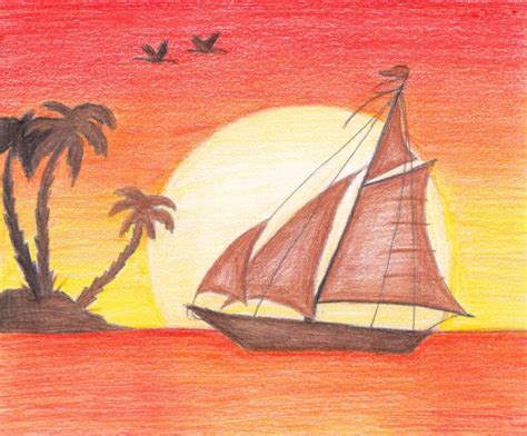 Easy Sunset Drawing at GetDrawings | Free download