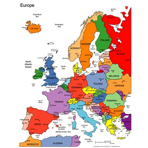 Europe Regional PowerPoint Map, Countries, Names - Clip Art Maps