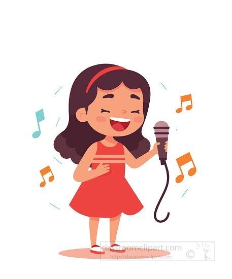 Music Clipart-young girl standing on stage holding microphone singing ...