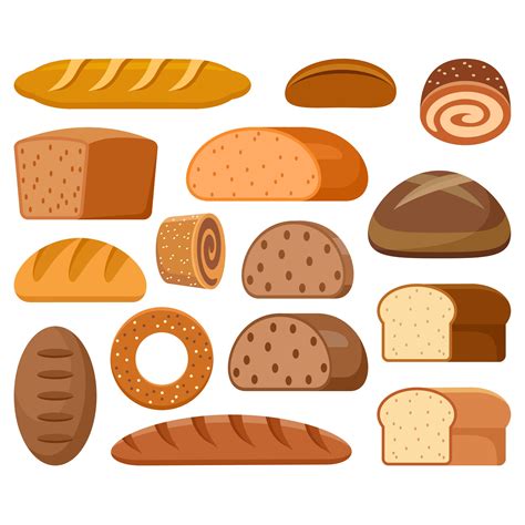 Bakery Products Clipart. Bread, Baguette, Bagel. Vector Bread Graphic ...