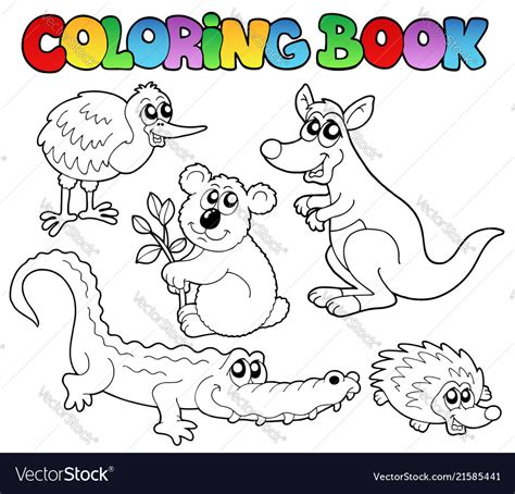 Coloring book australian animals 1 Royalty Free Vector Image