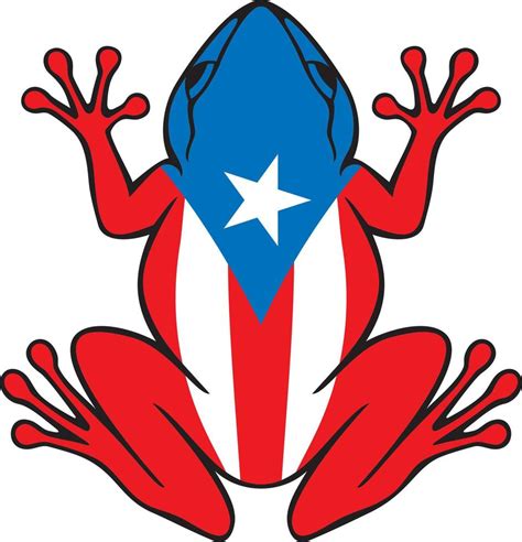 Puerto Rico Rana Frog with Flag - Common Coqui. Vector Illustration ...