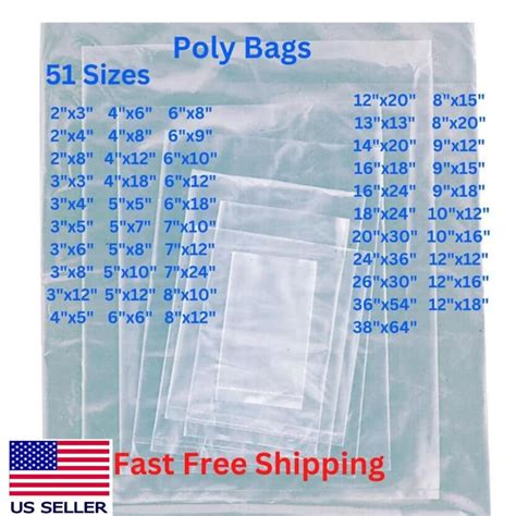 Multiple Sizes Clear Plastic Poly Bags 3mil Flat Open Top Plastic ...