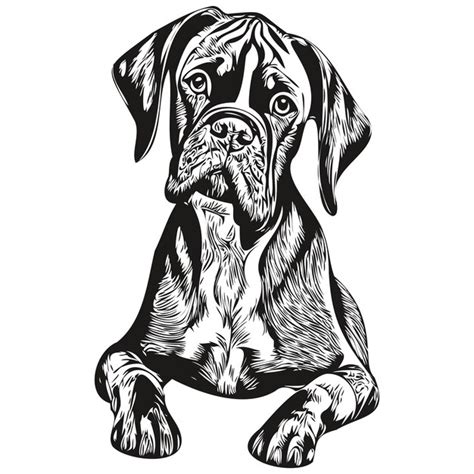 Premium Vector | Boxer dog vector illustration hand drawn line art pets ...