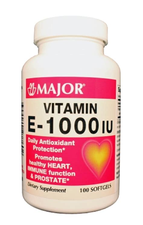 Major Vitamin E Capsules, 1000 IU, Yellow, 100 Count - Walmart.com ...