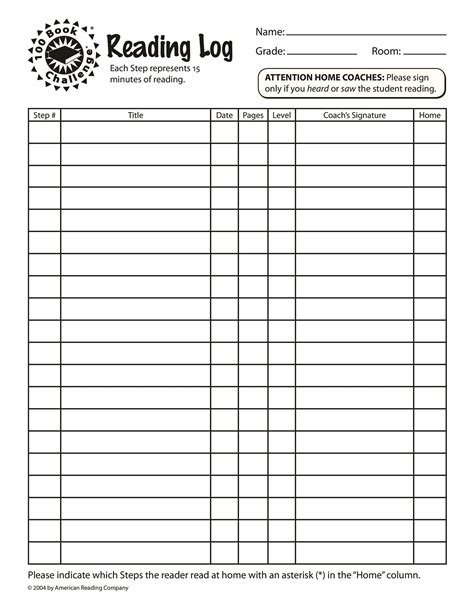 47 Printable Reading Log Templates for Kids, Middle School & Adults