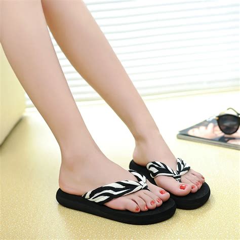 summer platform wedfes flip flops women's slip resistant flip slippers ...