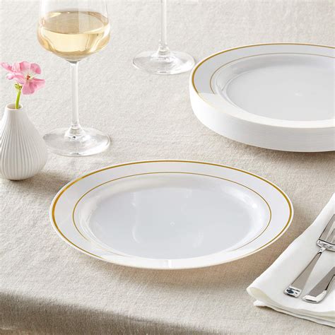 Glare White/ Gold Dinnerware Plates - Value Pack - Silver Spoons