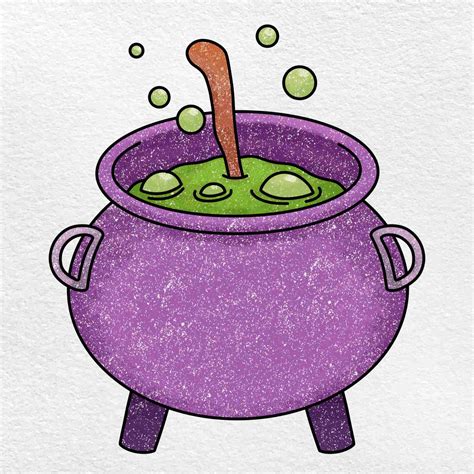 Halloween Cauldron Drawing - HelloArtsy