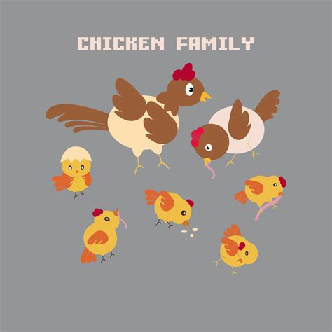 Family Chicken cartoon flat illustration vector 11058792 Vector Art at ...