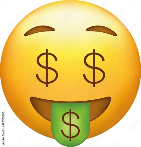 Dollar eyes emoji. Money face emoticon with green tongue Stock Vector ...