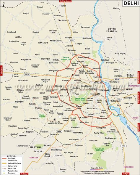 Delhi Map with Important Areas and Landmarks