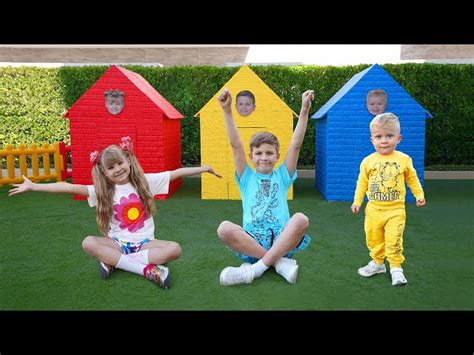 Roma, Diana and Oliver Decorate Playhouses - Videos For Kids