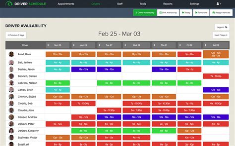 Driver Schedule Spreadsheet in Driver Availability — db-excel.com