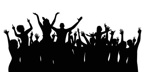 happy crowd people silhouette design. fun music party background ...