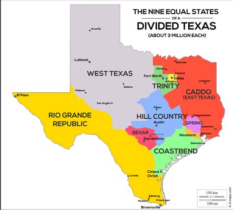 Map Shows Texas Divided into 9 Equal States | Map, Texas map, Texas