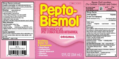 Pepto-Bismol (The Procter & Gamble Manufacturing Company) BISMUTH ...