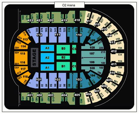 The O2 Arena London seating plan - Detailed seat numbers chart