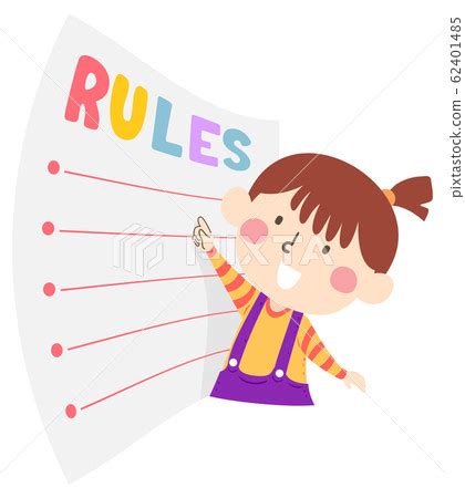 Kid Girl Follow Rules Illustration - Stock Illustration [62401485] - PIXTA