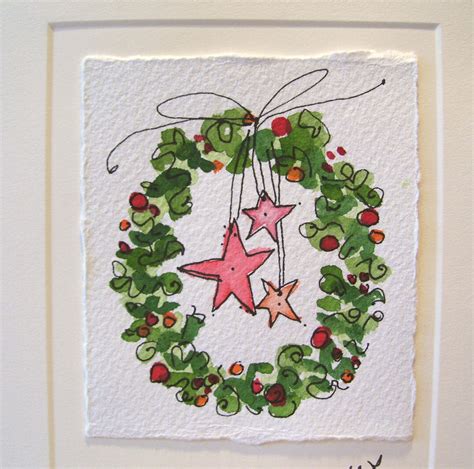 Christmas Watercolor Card Good Wreath Original