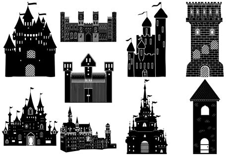 Castle Silhouettes Vector AI EPS Vecor & PNG